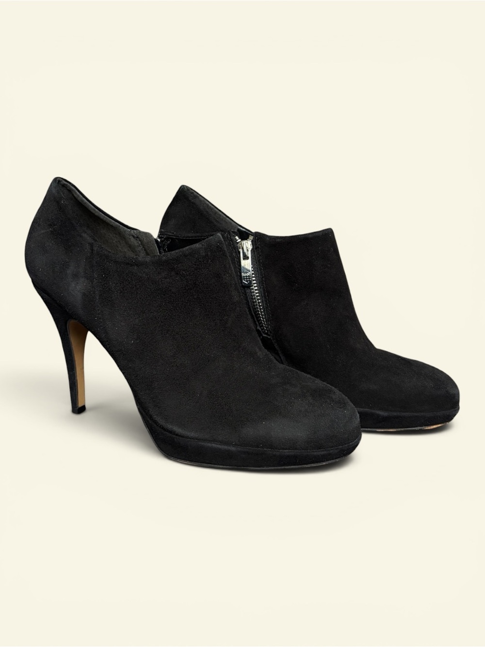 Vince Camuto Black Suede Elvin Platform Booties Stiletto Heel Ankle Boots 9M 40